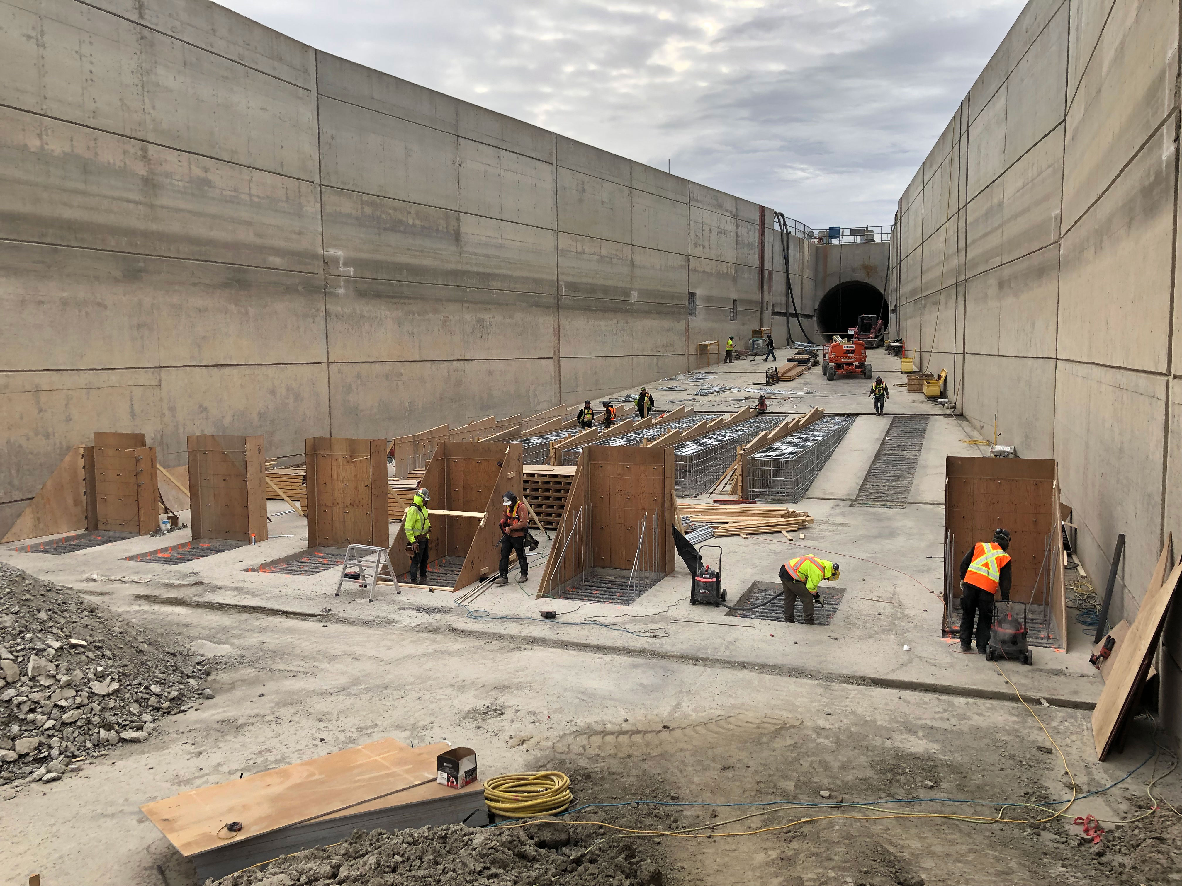 Baffle And Chute Blocks Being Formed At Gardiner Dam Tunnel 5 Outlet