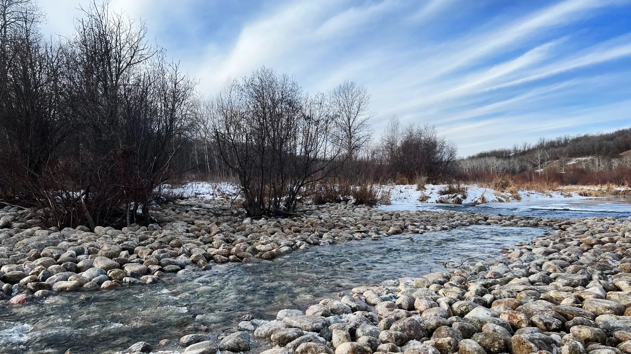 A rock ramp was constructed downstream of the new crossing