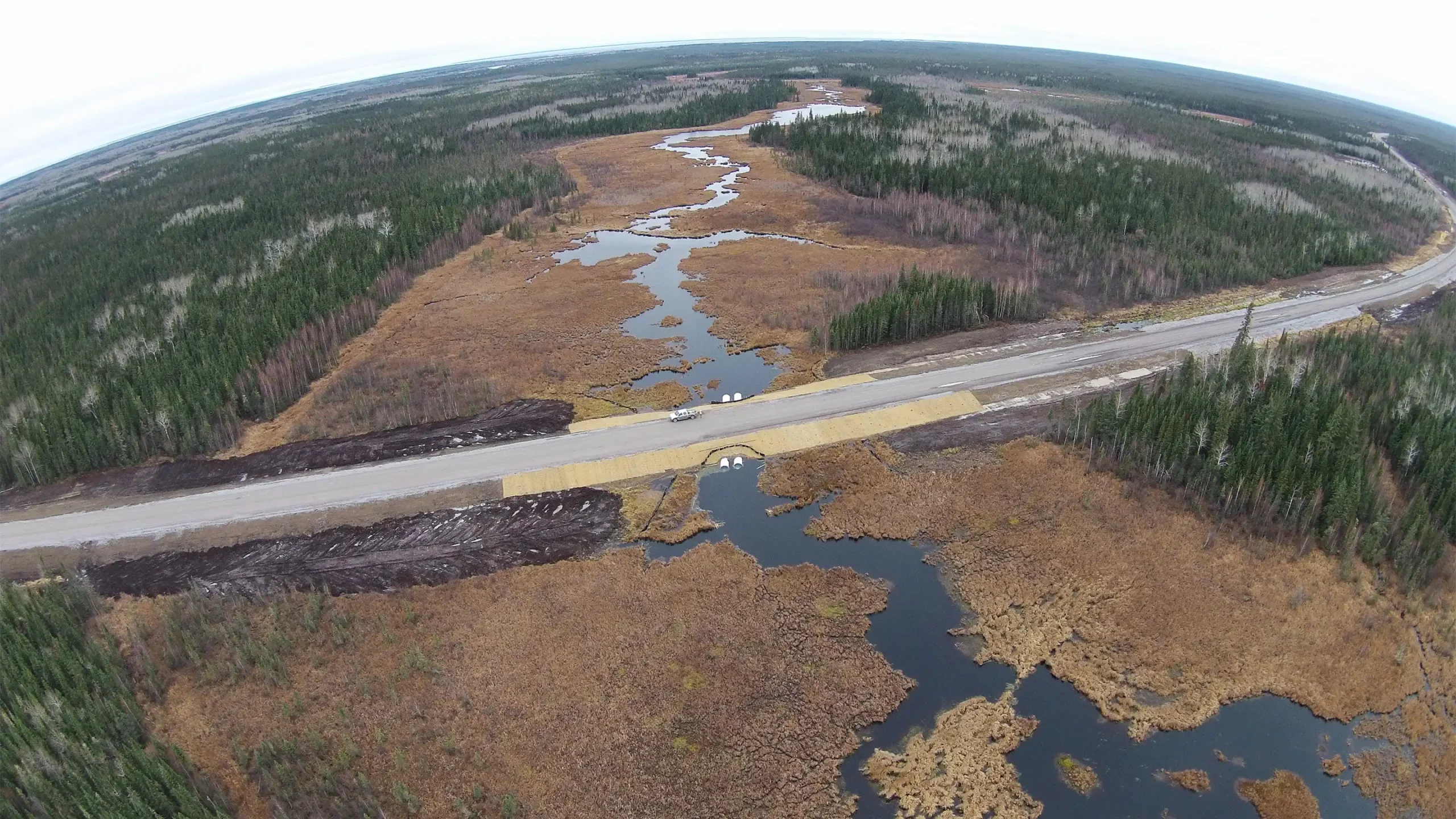 Aerial view of new road