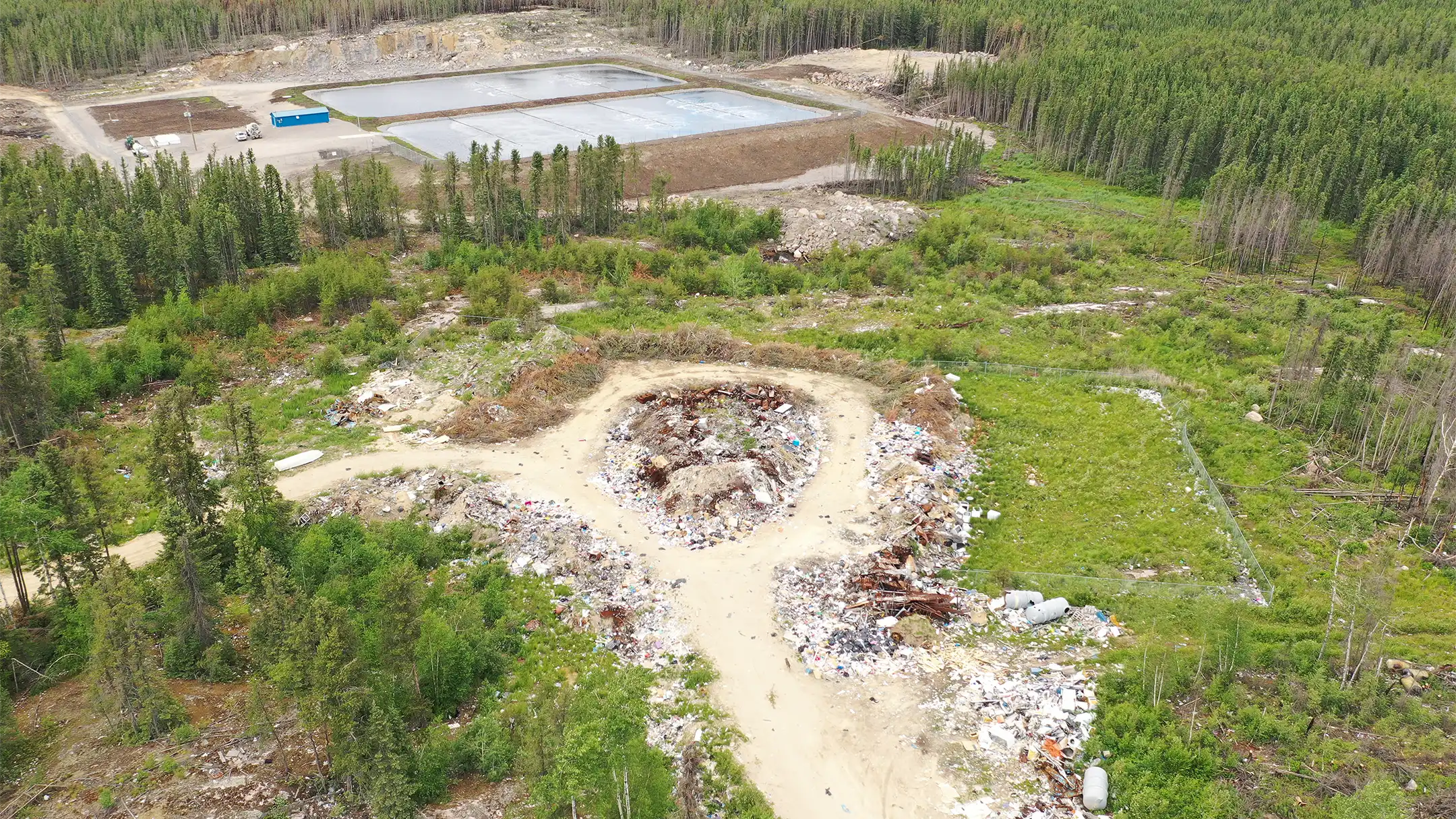 Aerial view of existing landfill with surficial waste