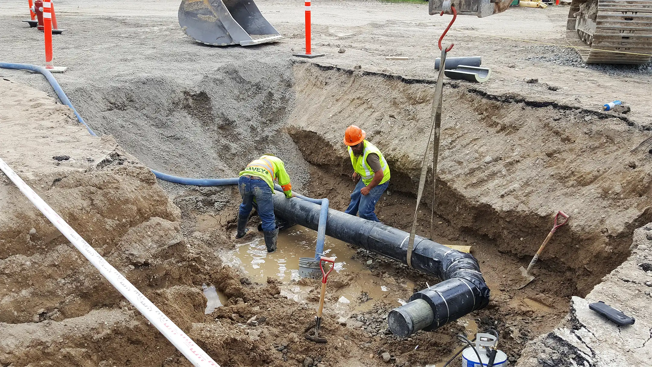 Groundwater drainage system mid-construction