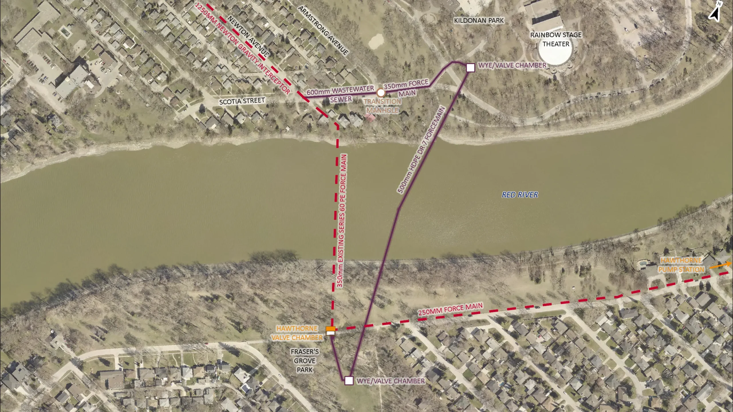 Newton force main final alignment map