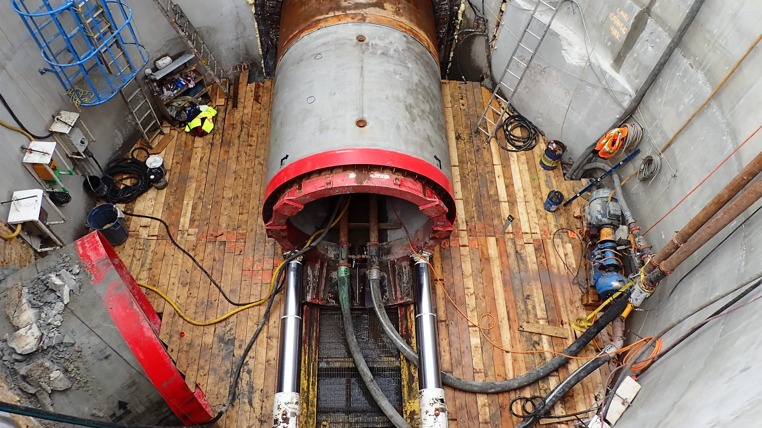 Pipe jacking operations captured from above