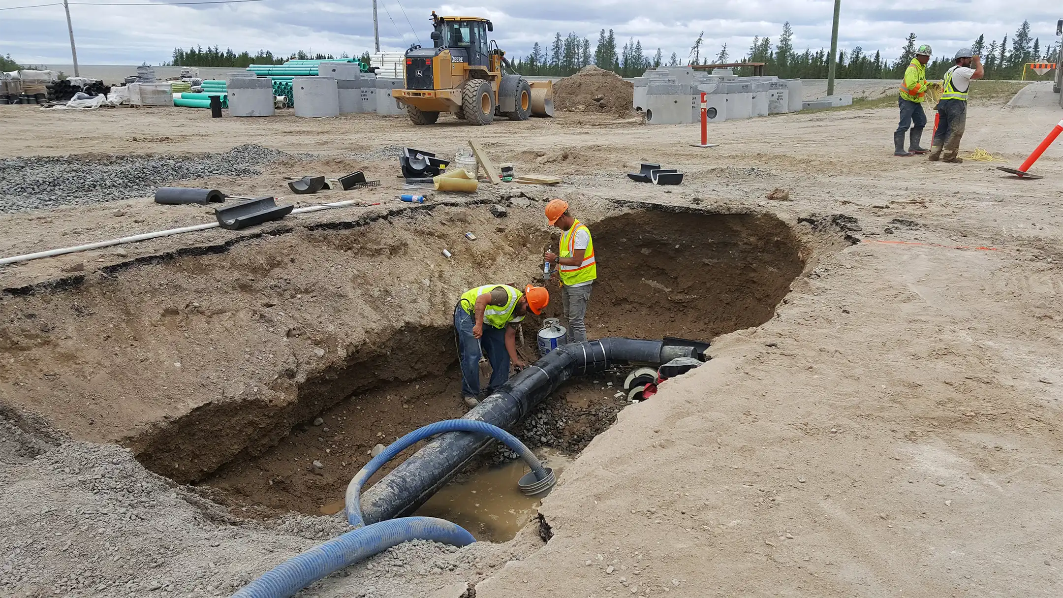 Groundwater drainage system mid-construction