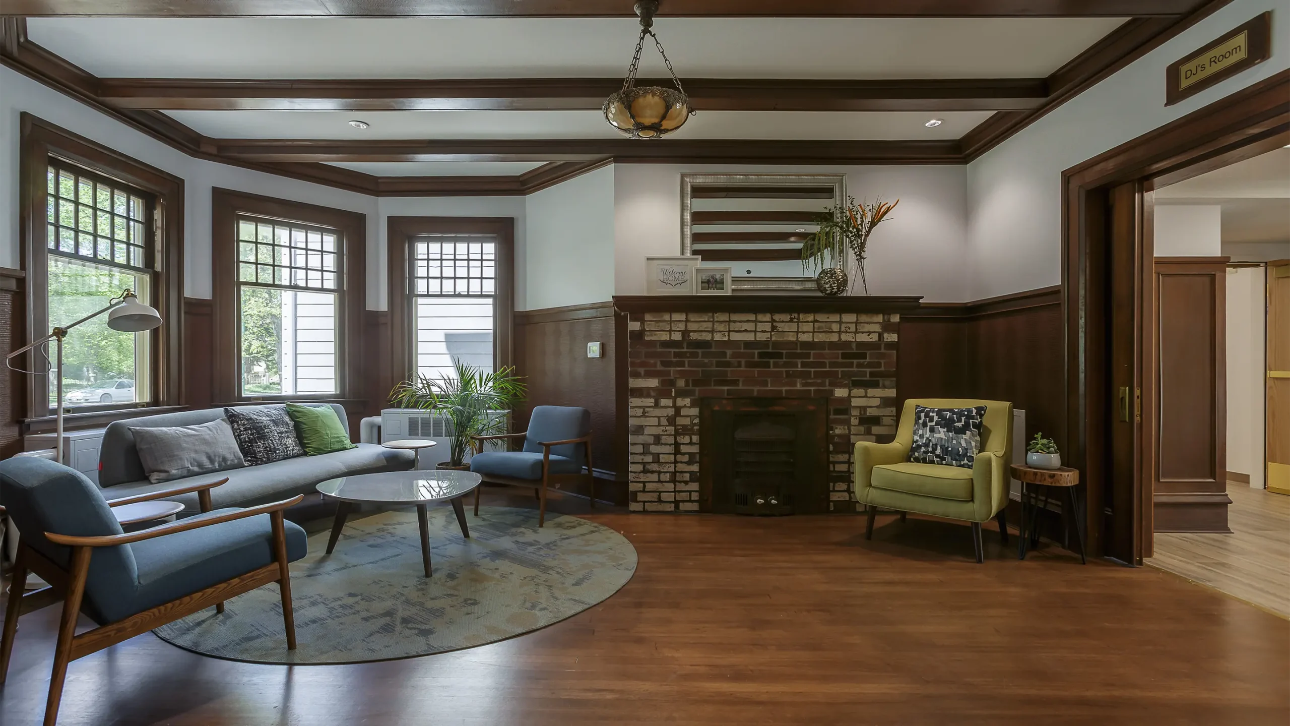 Inside view of lounge area in historic room.