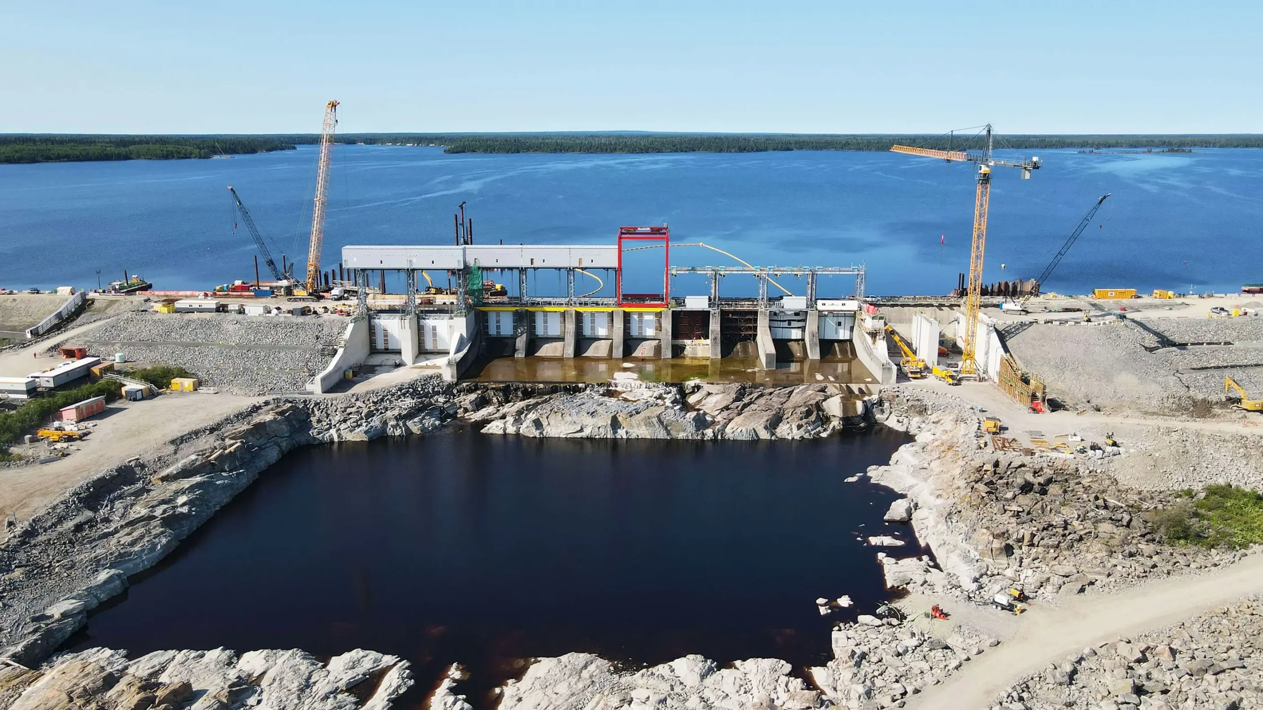 Ariel view of dam during construction