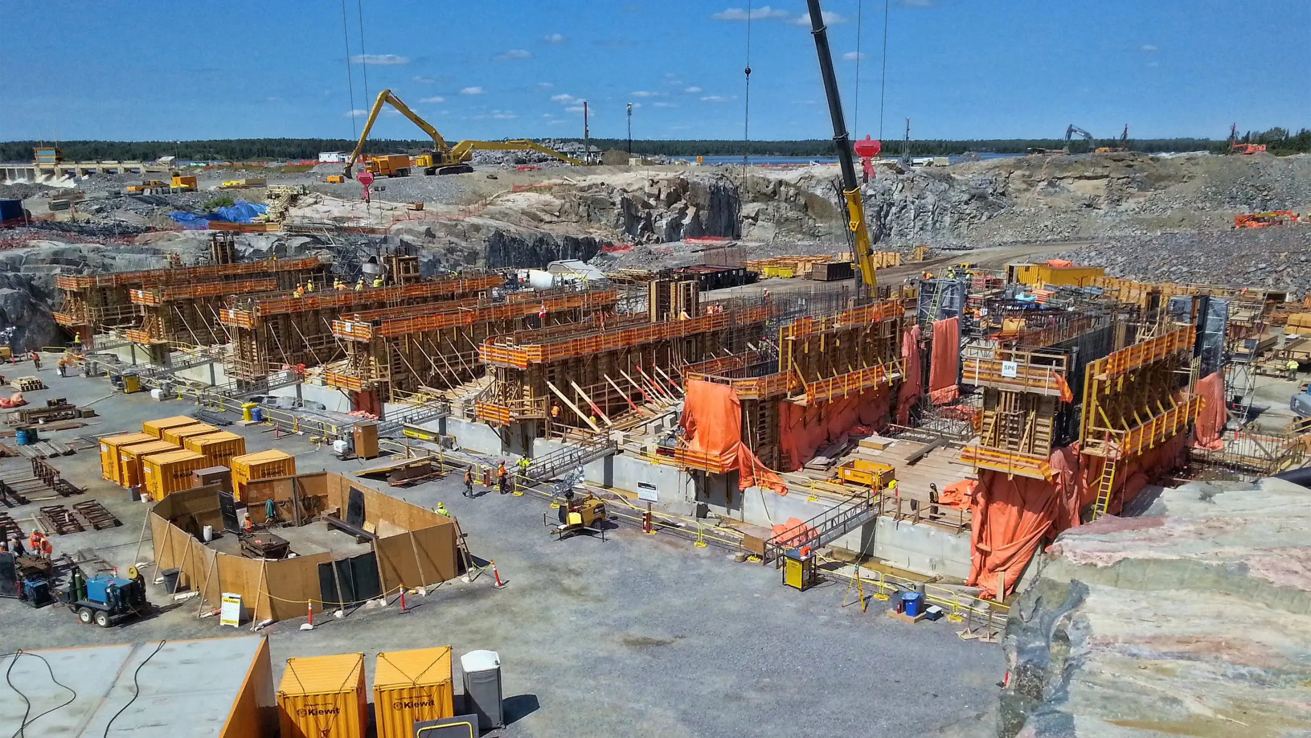 Aerial view of spillway construction
