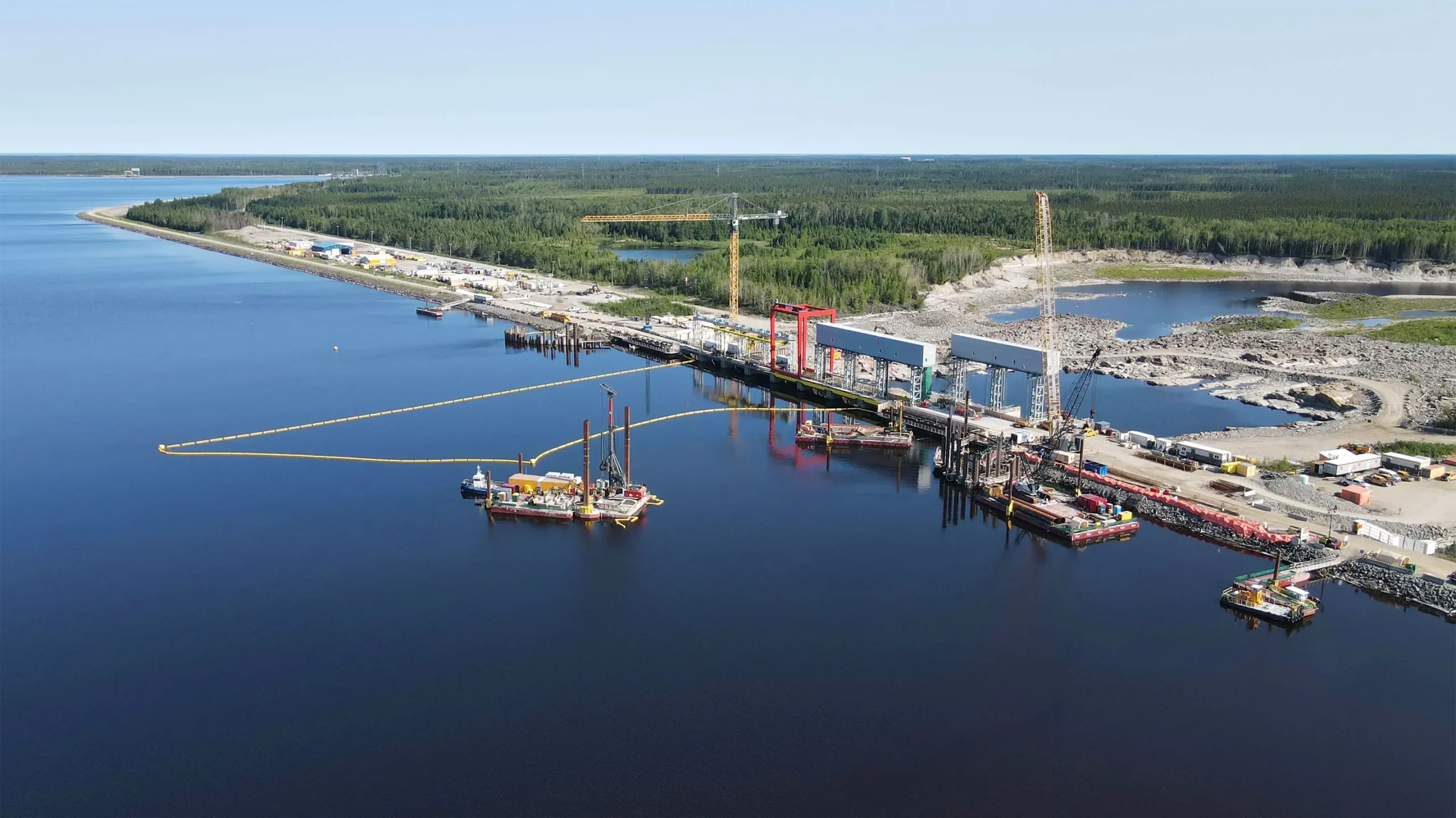 Ariel view of dam during construction