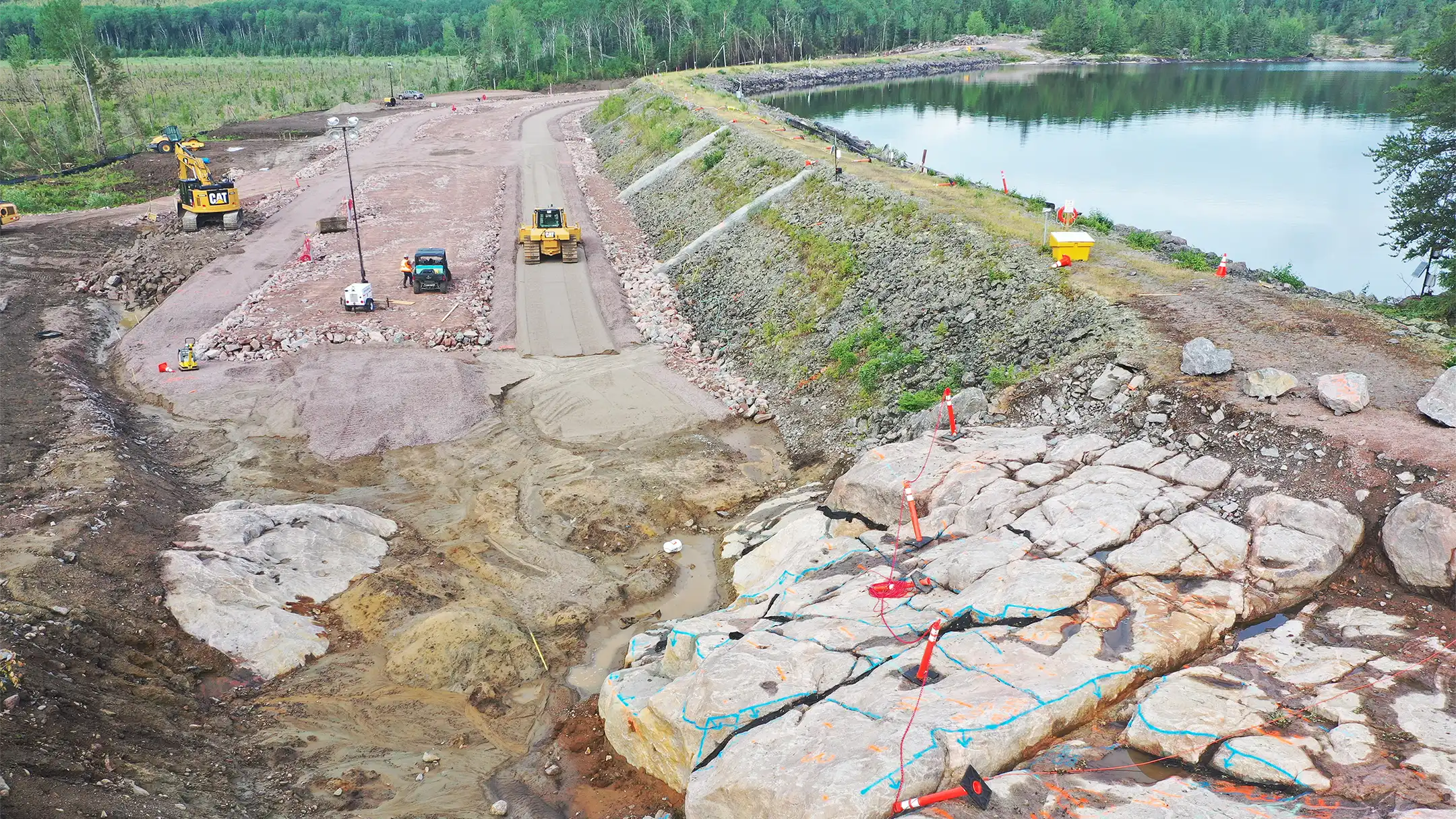 The site's east abutment aerial view