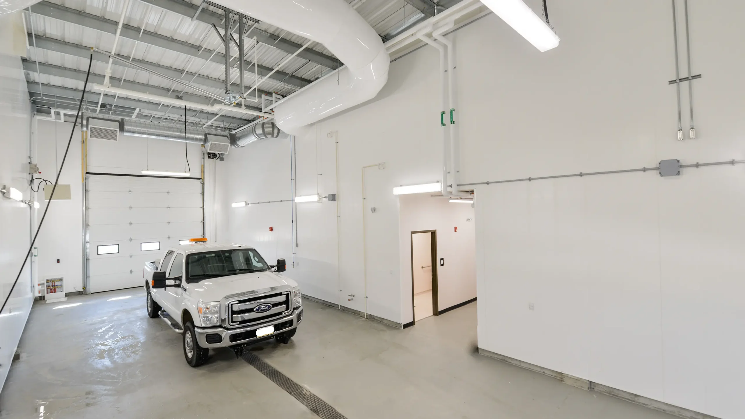 Truck parked inside facility