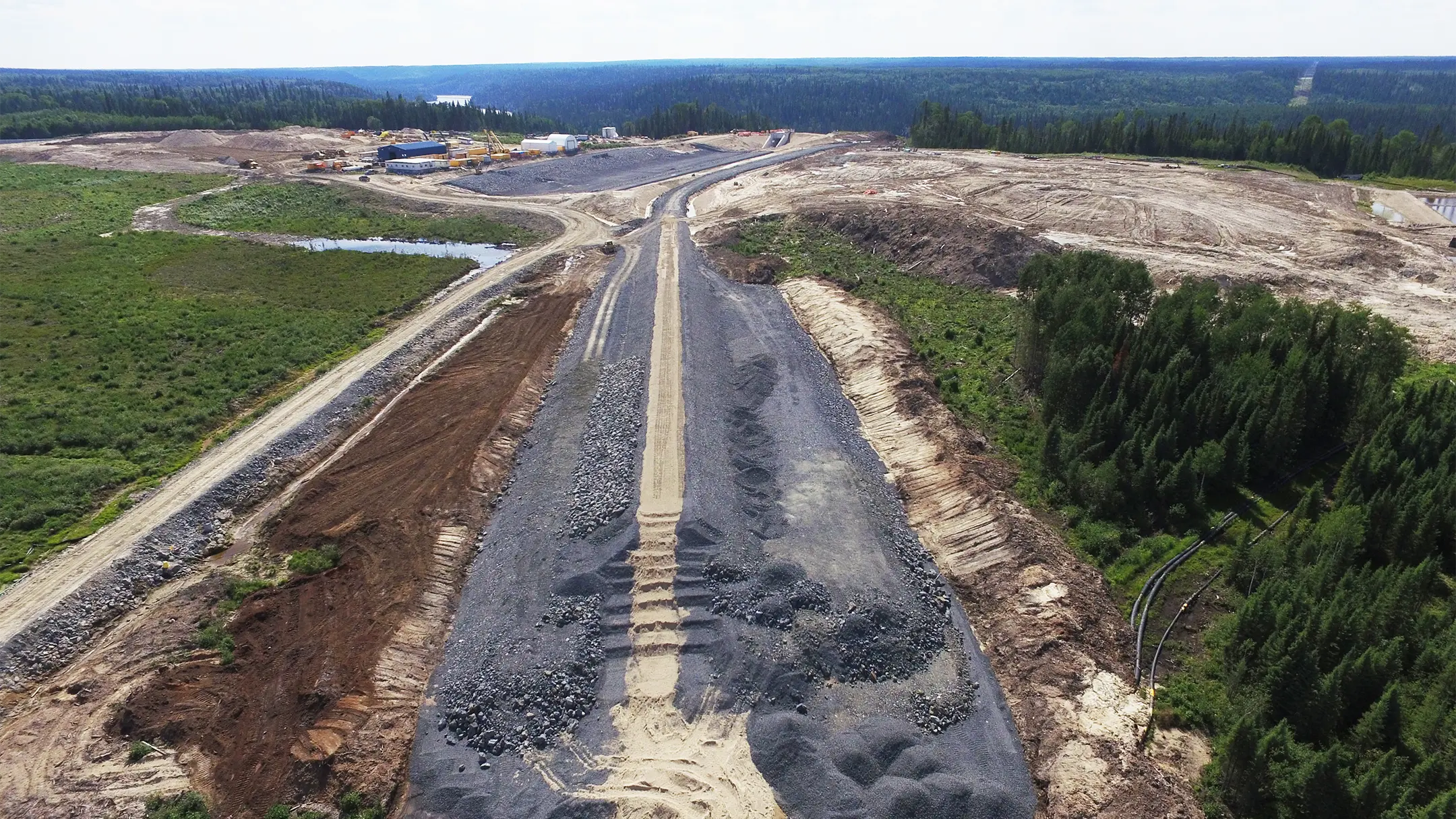 Aerial view of west dam embankment