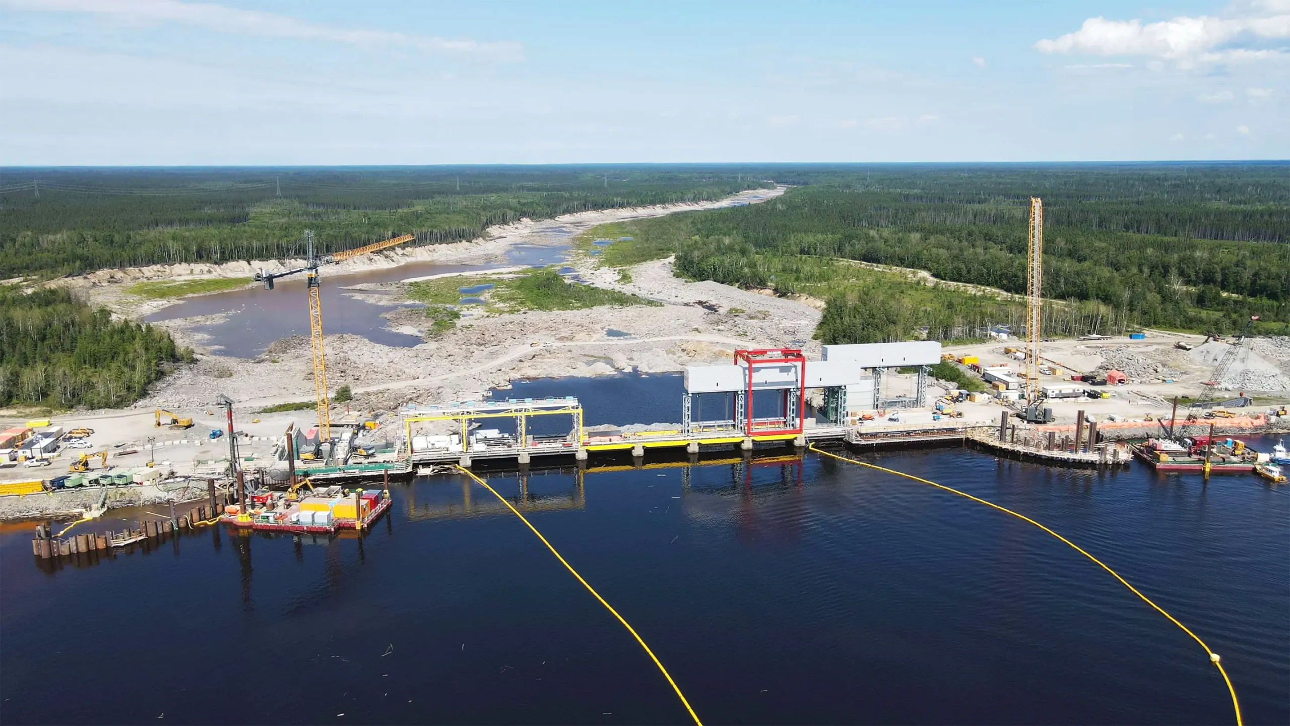 Ariel view of dam during construction