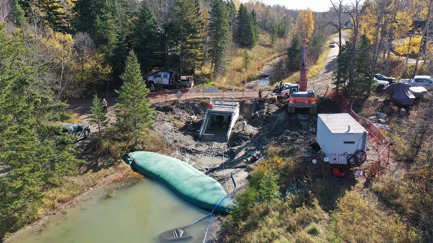 Christopher Lake outlet structure under construction