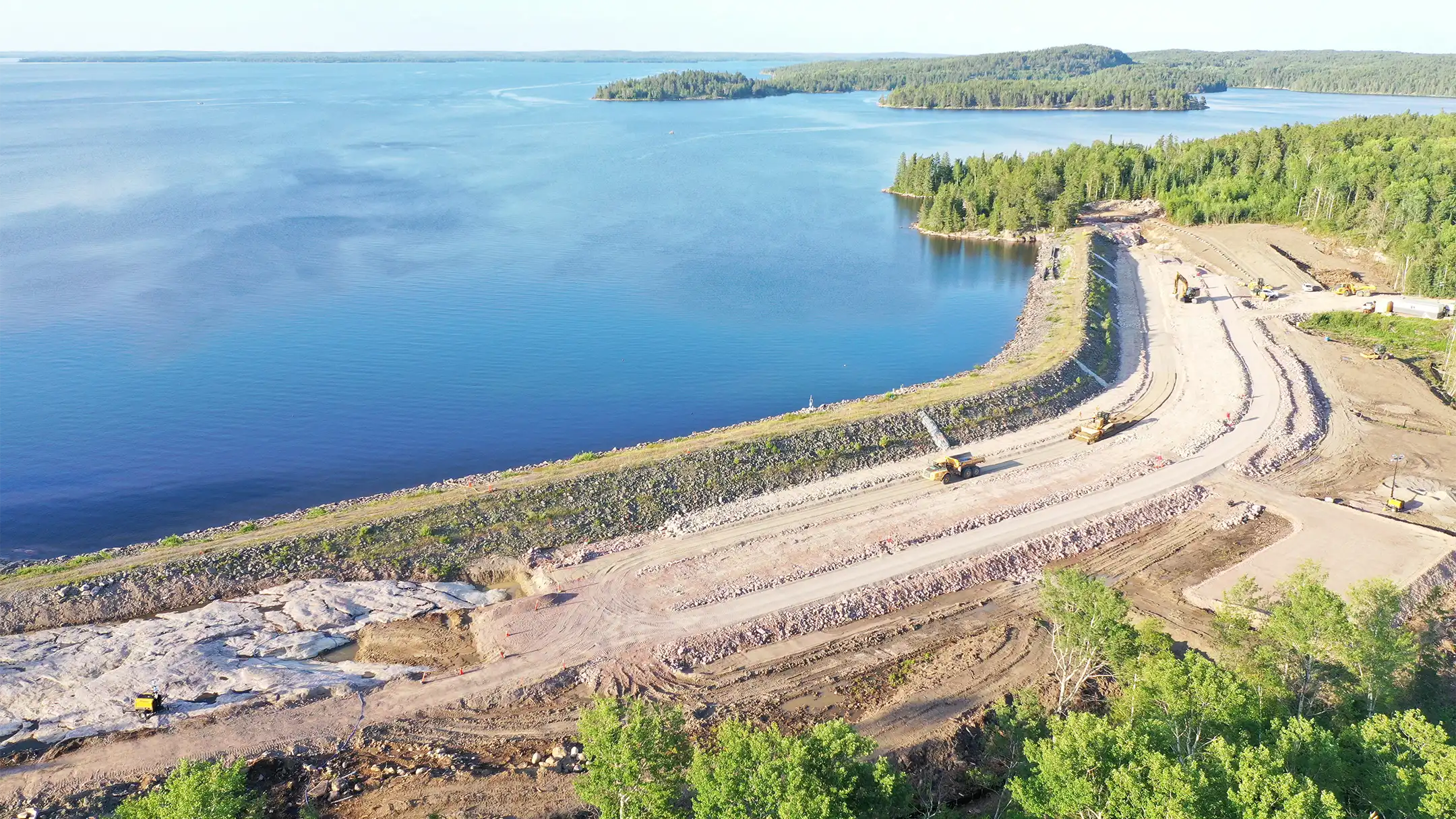 Aerial view of fill placement work