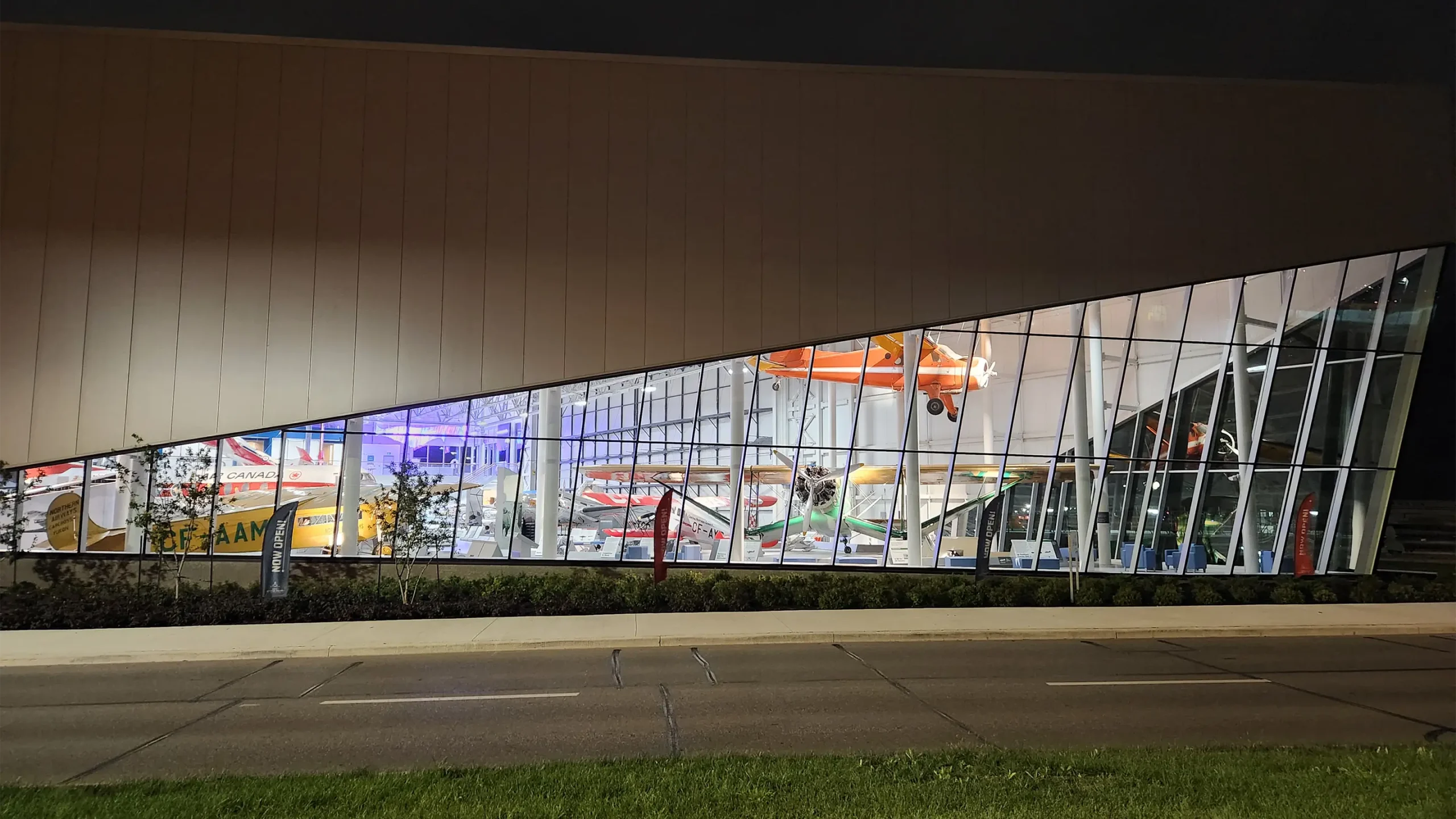 Illuminated hanger view off Wellington Avenue