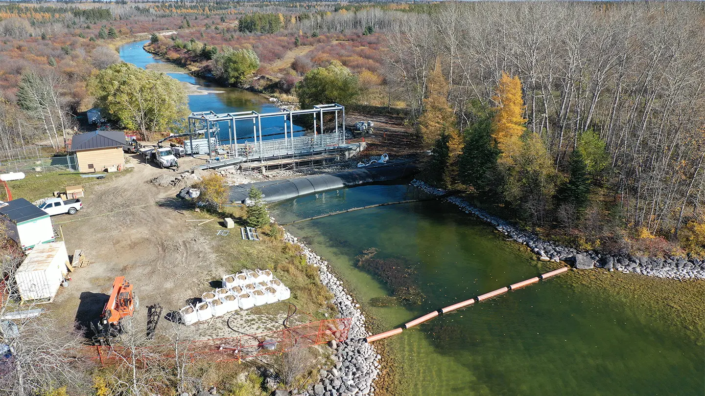 Construction in progress for updates to Candle Lake Dam