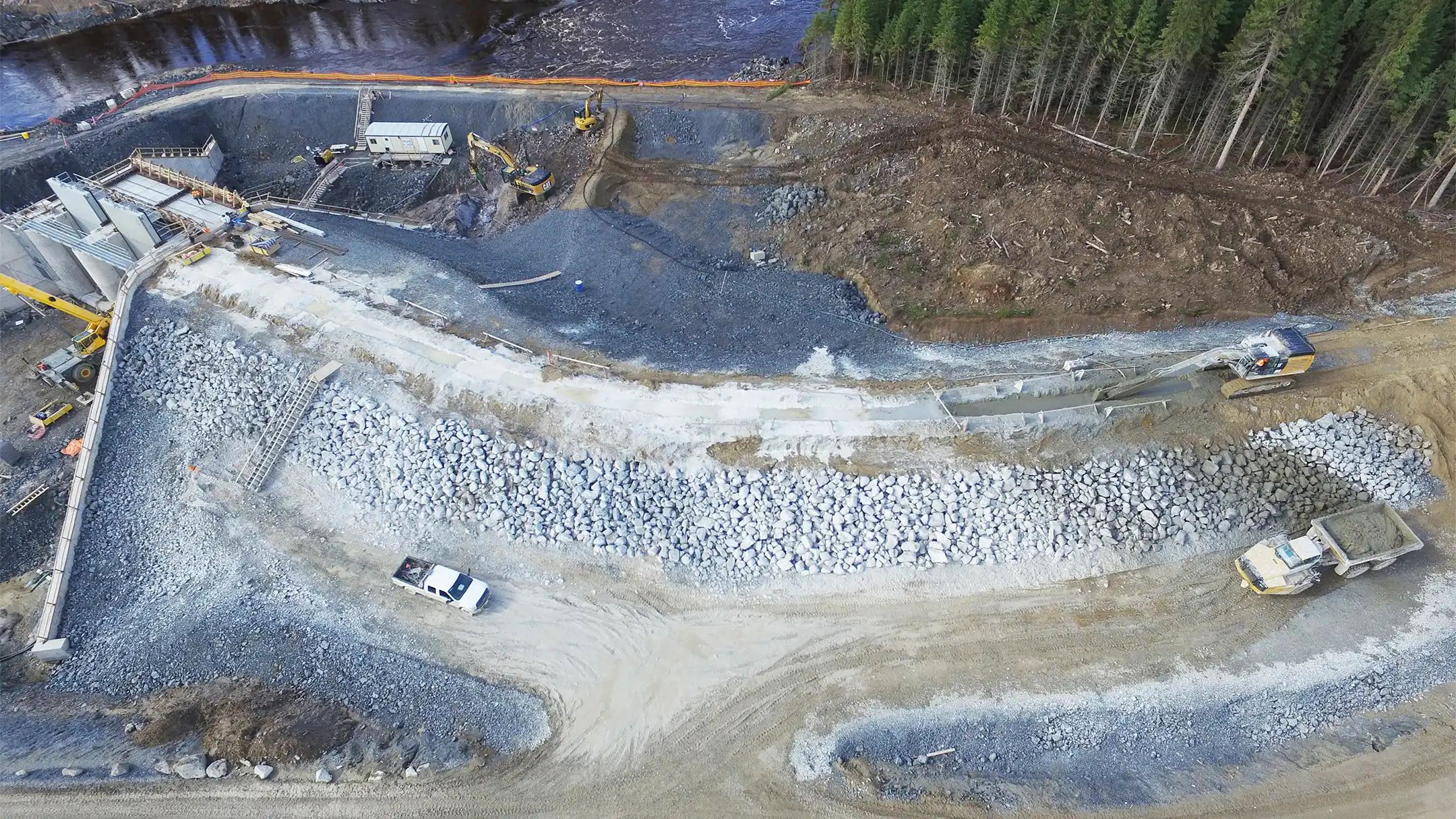 Aerial view of east dam slurry wall