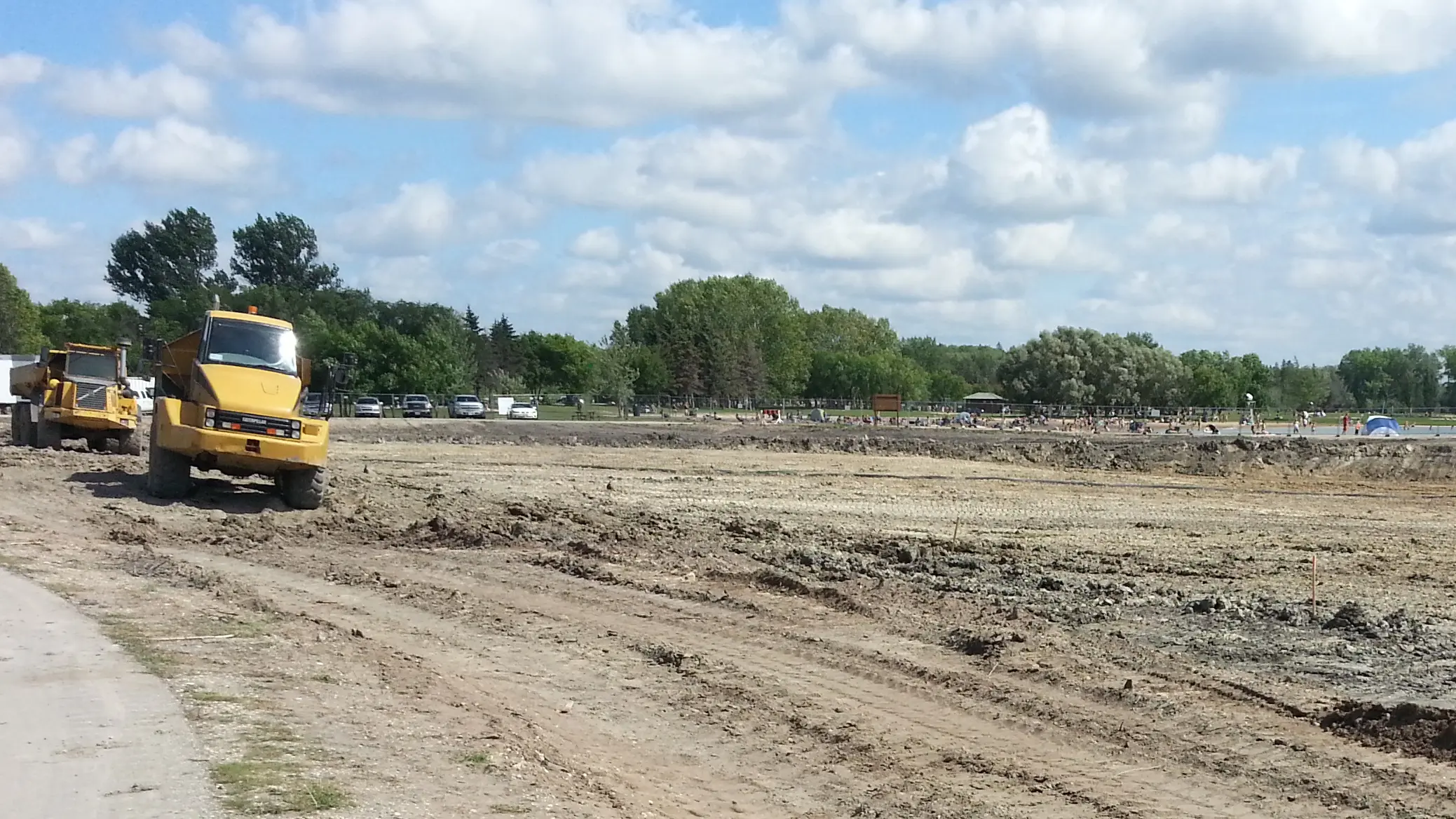 Earthworks adjacent to active beach