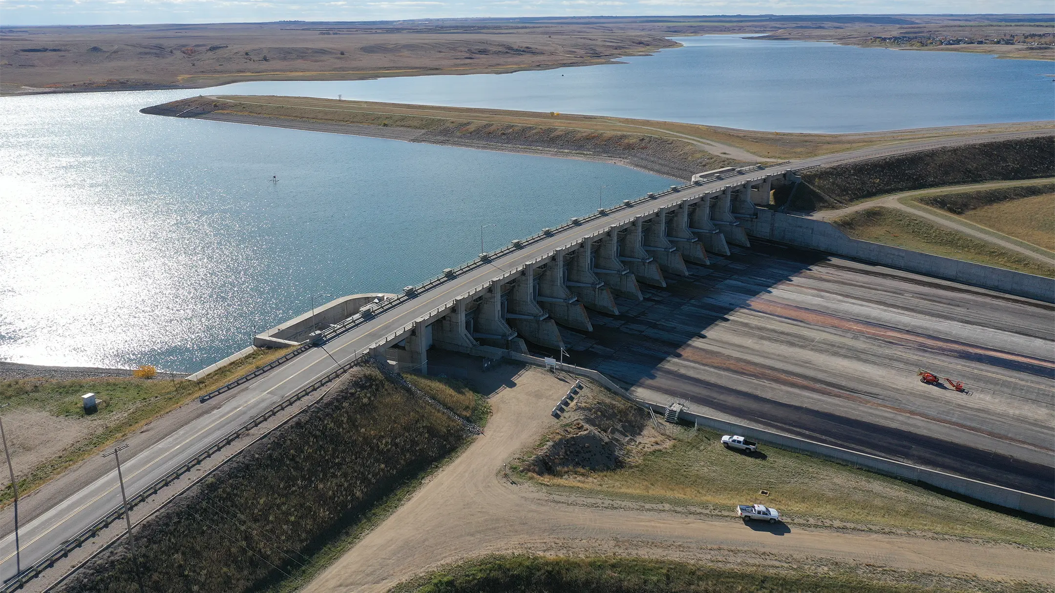 Gardiner dam spillway bridge after repaving