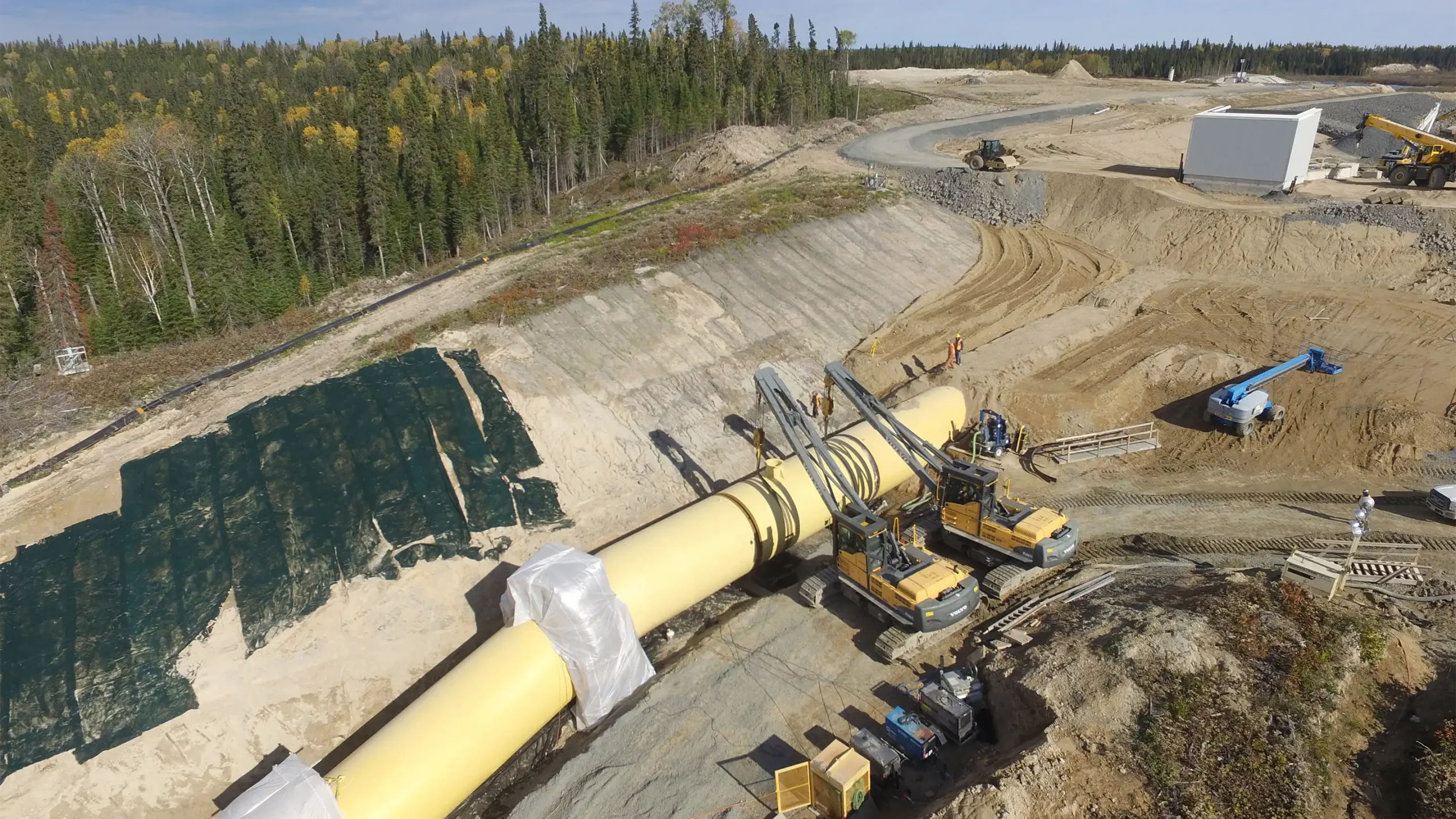 Aerial view of penstock construction