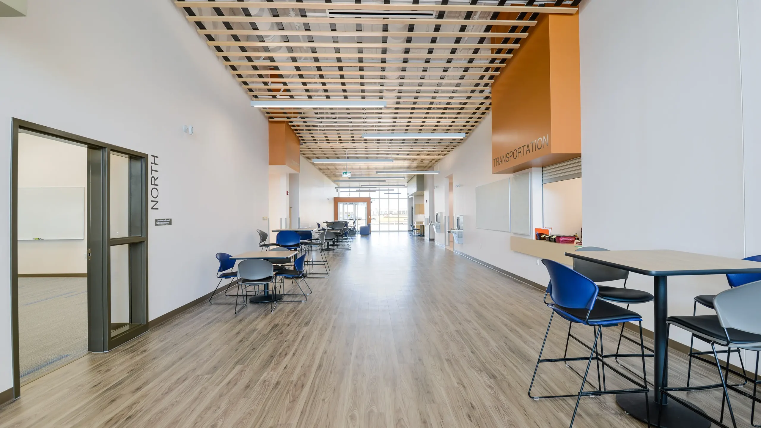 Interior view towards entrance down hallway