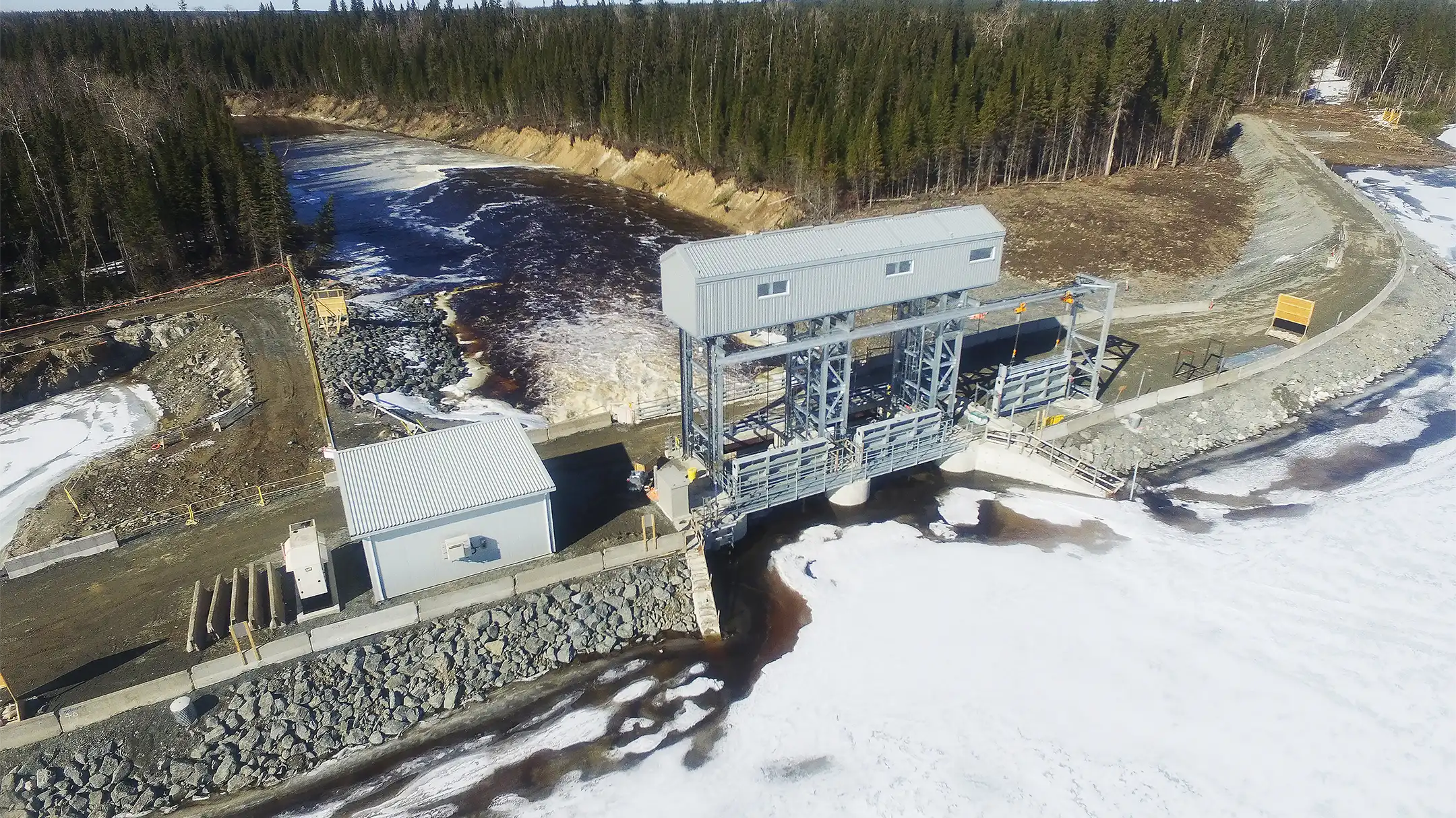 Aerial view of new spillway