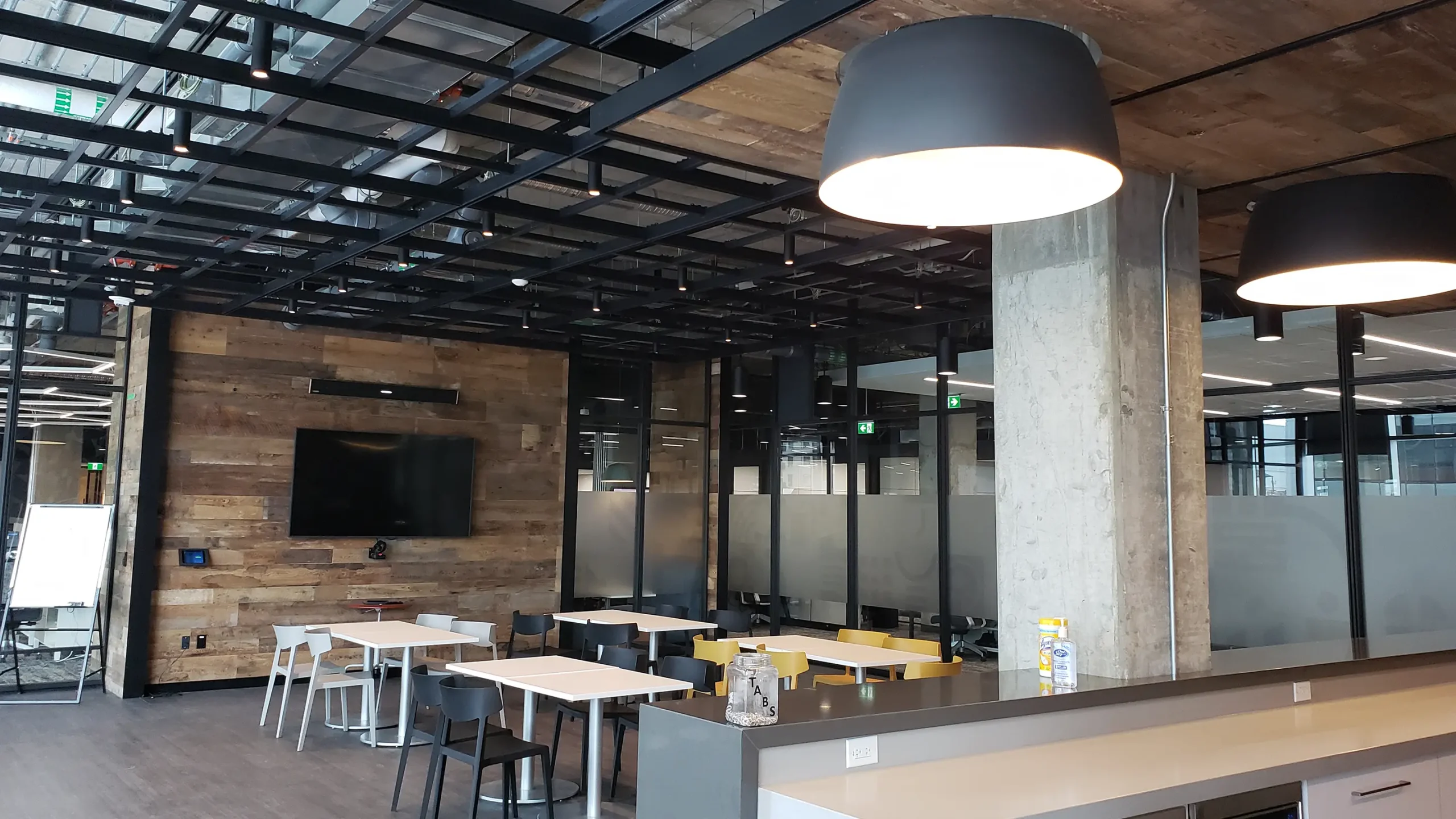 Gathering area in newly renovated Ceridian office