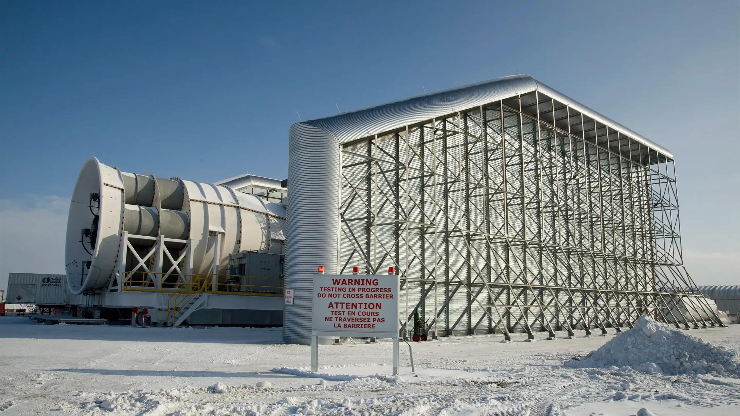 Side view of test centre wall