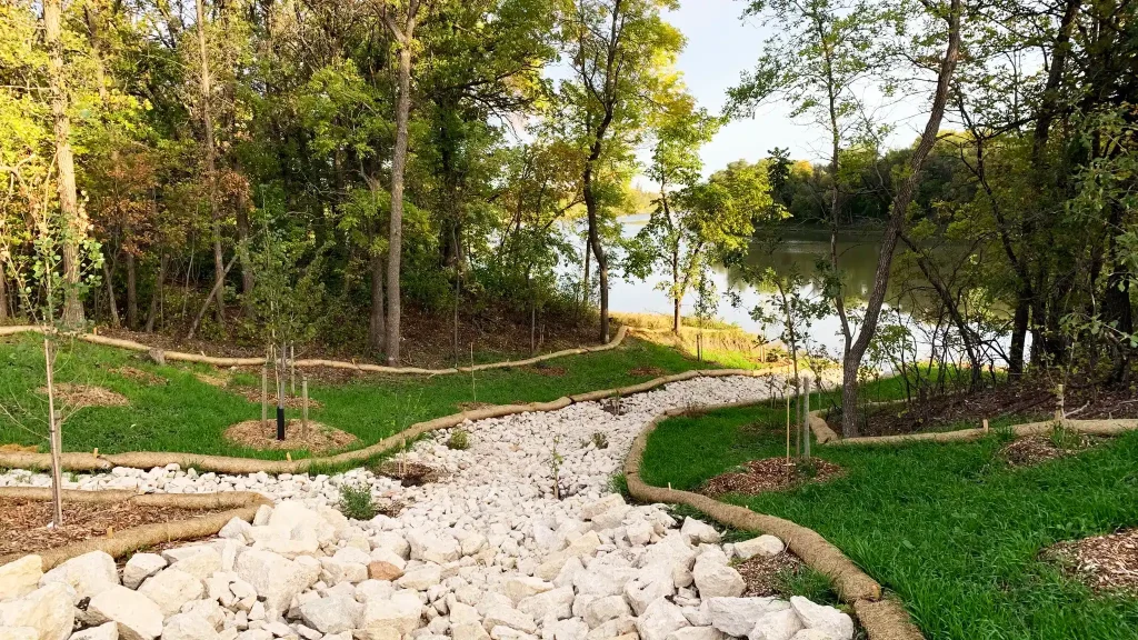 Revegetated riverbank area and complete culvert