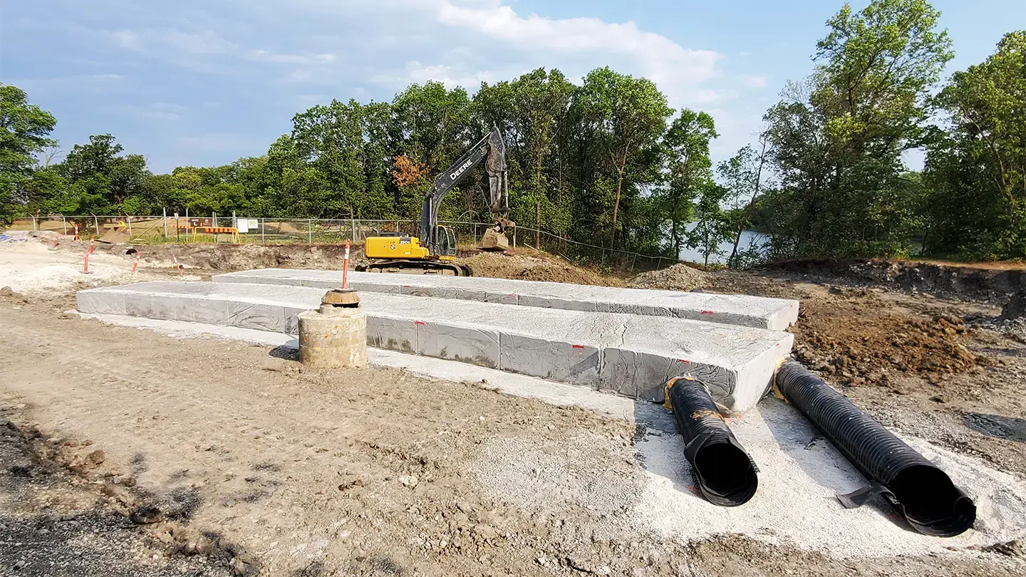 Complete lightweight fill over the new twin culvert