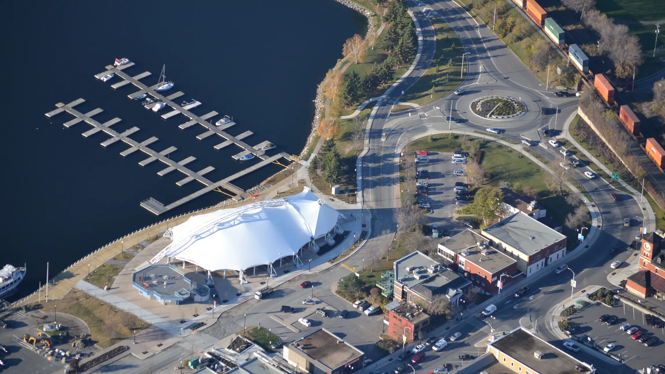 Aerial view of waterfront