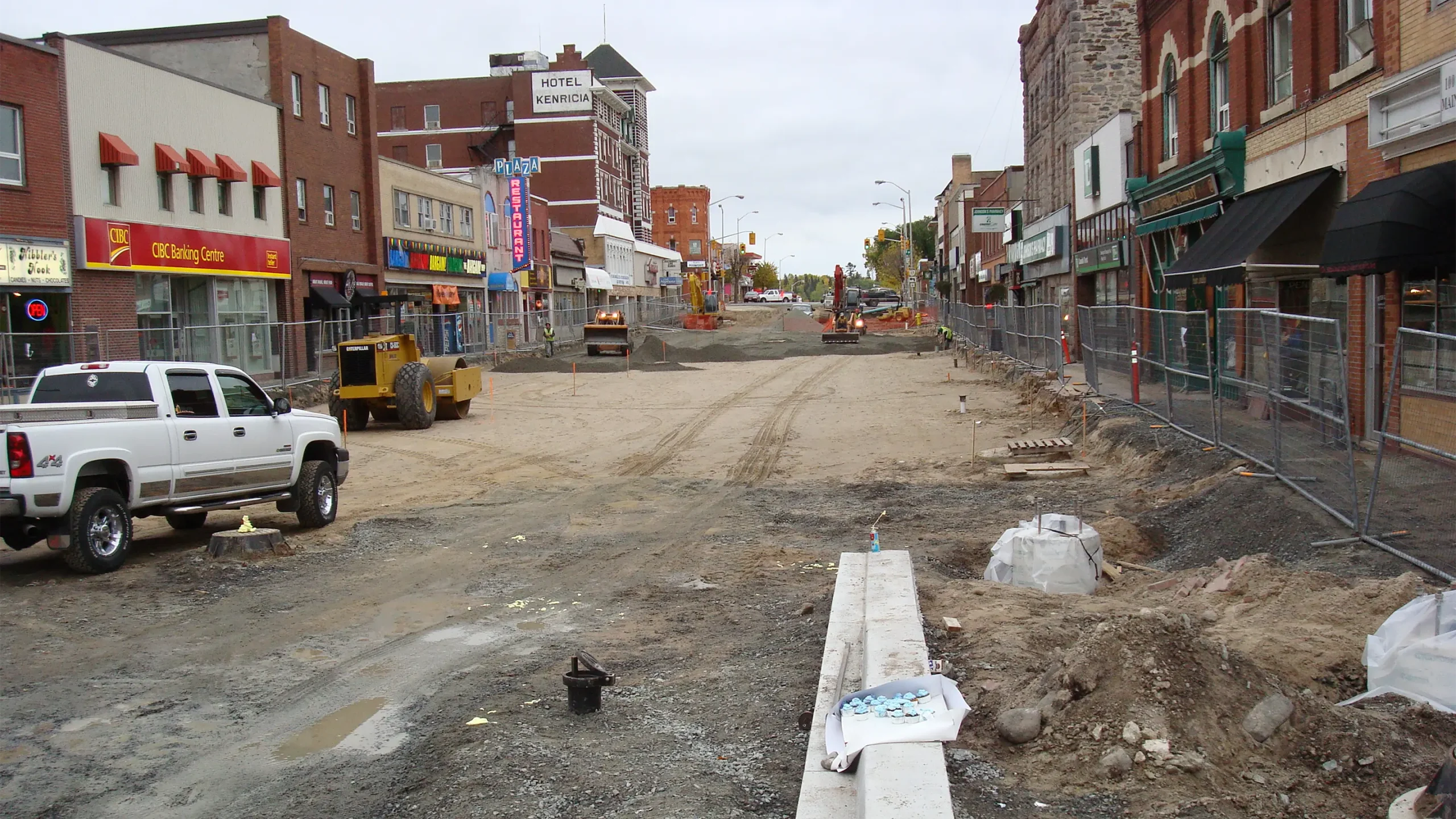 Downtown road under construction