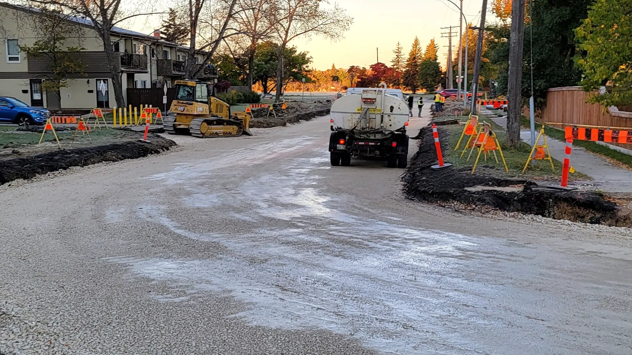 Construction on a residential street