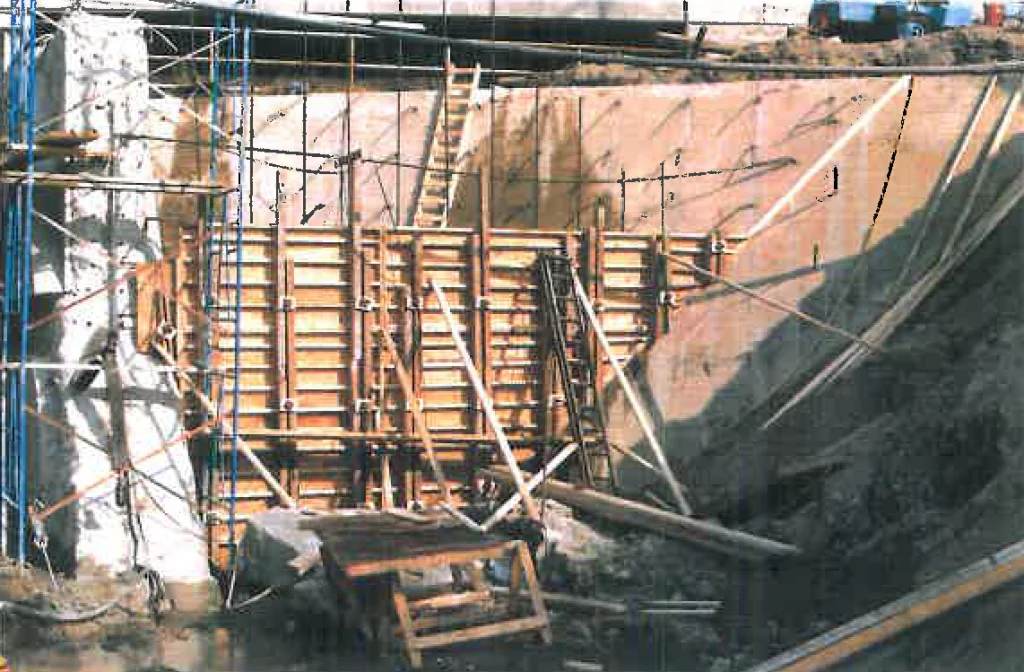 Concrete pouring during dam construction