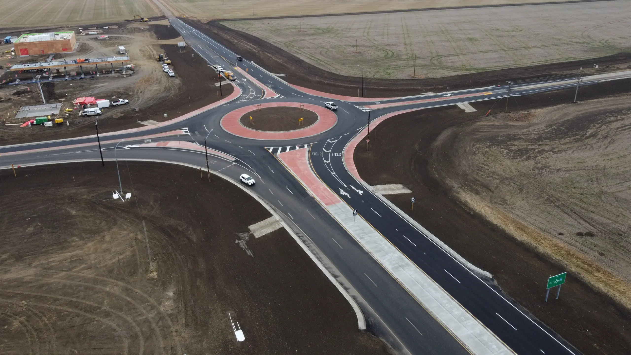 Arial image of roundabout road